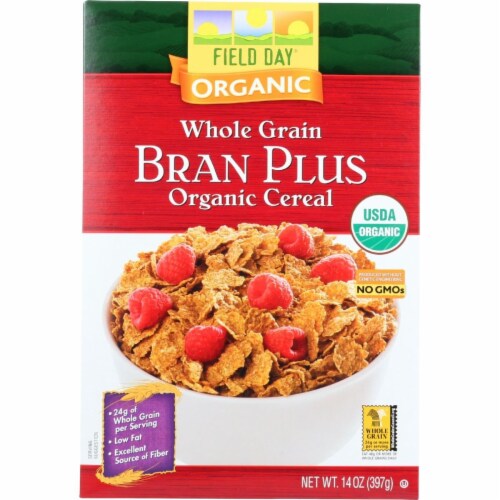 Field Day 1630144 14 oz Cereal Organic Whole Grain - Bran Plus Perspective: front