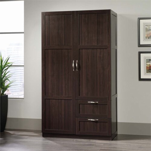 Sauder Select Engineered Wood Wardrobe Armoire in Cinnamon Cherry