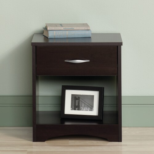 Sauder Beginnings Engineered Wood 1 Drawer Nightstand in Cinnamon