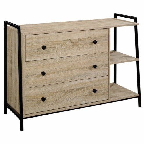Sauder North Avenue 3 Drawer Engineered Wood and Metal Dresser in Charter Oak 1 Fred Meyer