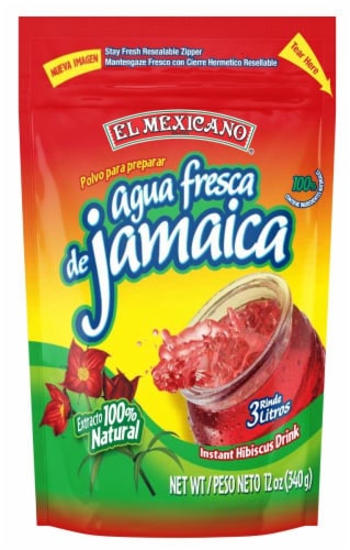 El Mexicano Aqua Fresca de Jamaica Instant Hibiscus Drink Mix Perspective: front
