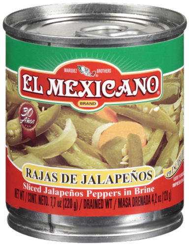 El Mexicano® Sliced Jalapeno Peppers in Brine Perspective: front