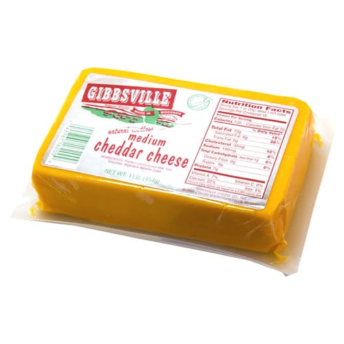 Gibbsville Medium Cheddar Cheese Perspective: front