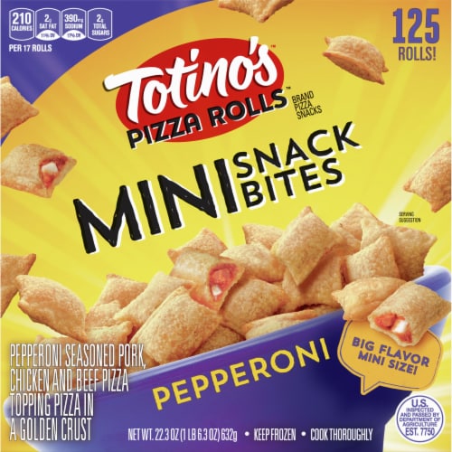 Totino's Pizza Rolls Pepperoni Mini Snack Bites 125 Count Perspective: front