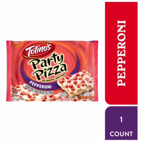 Totino's - Pepperoni Flavored Party Pizza Pack Thin Crust Frozen Pizza Snacks Toaster Oven Meals Perspective: front