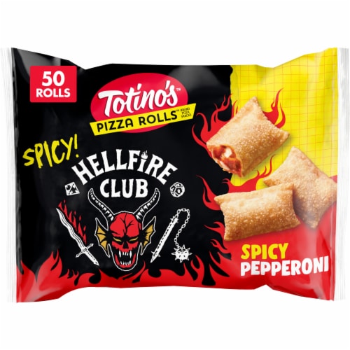 Totino's Pizza Rolls Hellfire Club Spicy Pepperoni Stranger Things Frozen Snacks Perspective: front