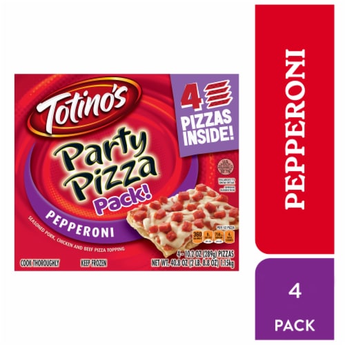 Totino's - Pepperoni Flavored Party Pizza Pack Thin Crust Frozen Pizza Snacks Toaster Oven Meals Perspective: front