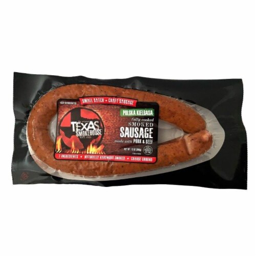 Texas Smokehouse Polska Keilbasa Fully Cooked Smoked Sausage Perspective: front