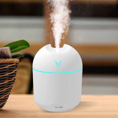 Renewgoo GOO2O Mini Humidifier Cool Mist Air Portable Quiet LED Night Light Whit Perspective: front