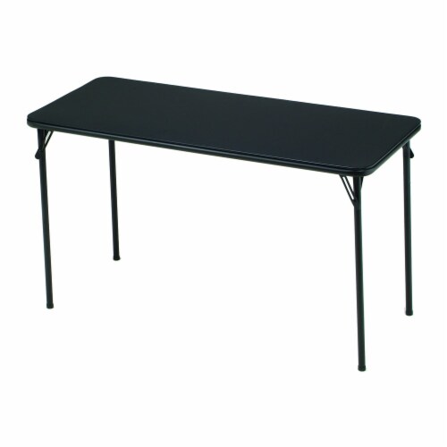 Sudden Comfort Vinyl Rectangular Folding Table - Black Lace Perspective: front
