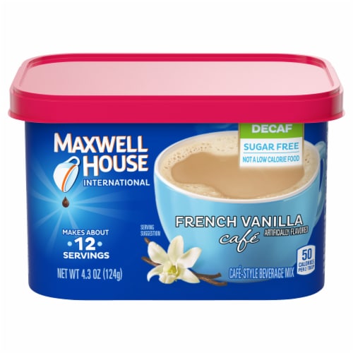 Maxwell House Sugar-Free French Vanilla Decaf Instant Coffee Perspective: front
