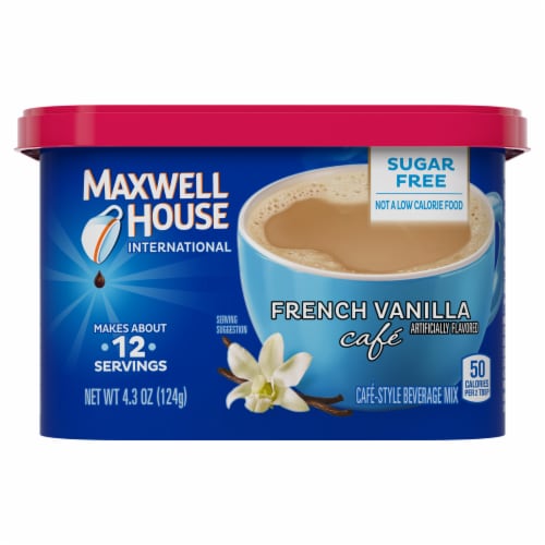Maxwell House International Instant French Vanilla Cafe Sugar Free Coffee Drink Perspective: front