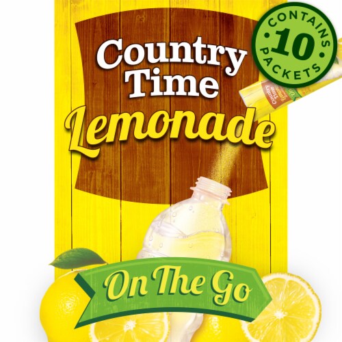 Country Time Lemonade Naturally Flavored On-The-Go Powdered Drink Mix, Box, Packets Perspective: front