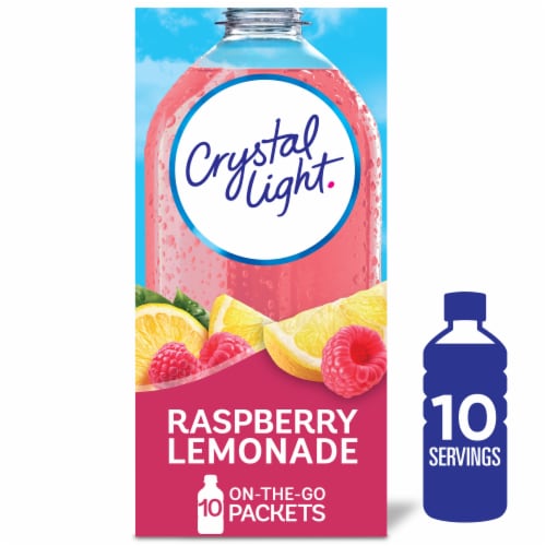Crystal Light Raspberry Lemonade Artificially Flavored Powdered Drink Mix On the Go Lemonade Packets Perspective: front
