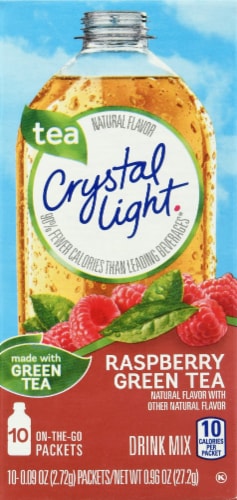 Crystal Light Rasperry Green Tea On-The-Go Drink Mix Packets Perspective: front