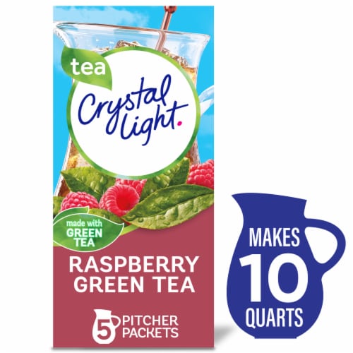 Crystal Light Raspberry Green Tea Naturally Flavored Powdered Drink Mix Pitcher Packets Perspective: front