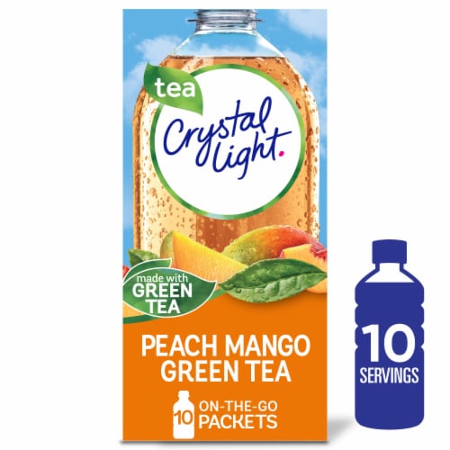Crystal Light Peach Mango Green Tea Naturally Flavored Powdered Drink Mix Perspective: front