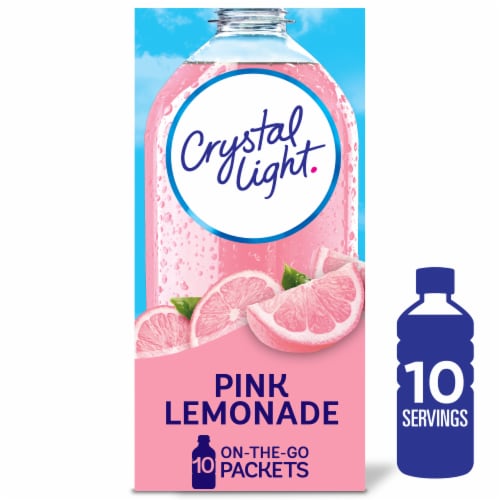 Crystal Light Zero Sugar Pink Lemonade Drink Mix Packets Perspective: front
