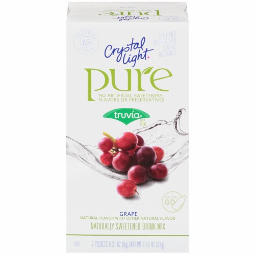Crystal Light Pure Grape Naturally Sweetened Drink Mix Packets Perspective: front