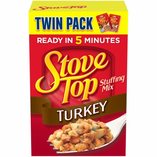 Stove Top Stuffing Mix for Turkey Twin Pack, Box Perspective: front
