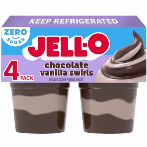 Jell-O Chocolate Vanilla Swirls Sugar Free Pudding Cups Snack