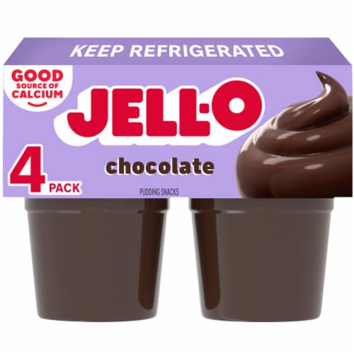Jell-O Original Chocolate Pudding Cups Snack Perspective: front
