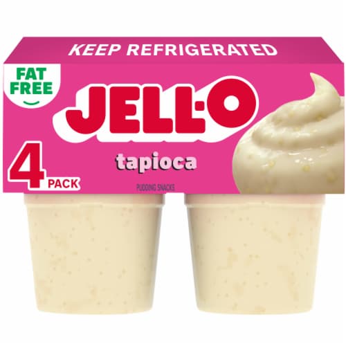 Jell-O Tapioca Fat Free Pudding Cups Snack Perspective: front