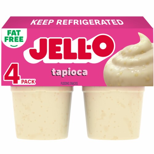 Jell-O Tapioca Fat Free Pudding Cups Snack Perspective: front