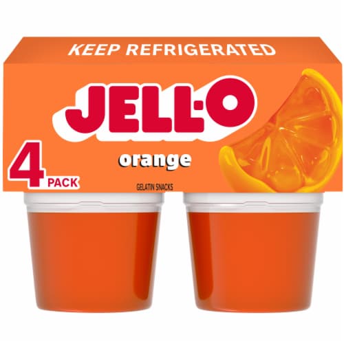 Jell-O Original Orange Jello Cups Gelatin Snack, 4 ct - Kroger