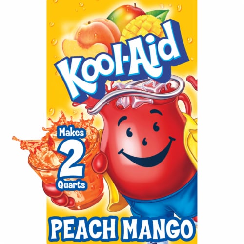 Kool Aid Unsweetened Peach Mango Powdered Soft Drink Mix Packet Perspective: front