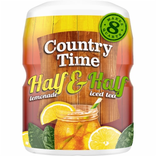 Country Time Half & Half Lemonade Iced Tea Naturally Flavored Powdered Drink Mix, Canister Perspective: front