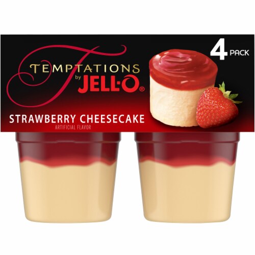 Jell-O Temptations Strawberry Cheesecake Pudding Cups Snack Perspective: front