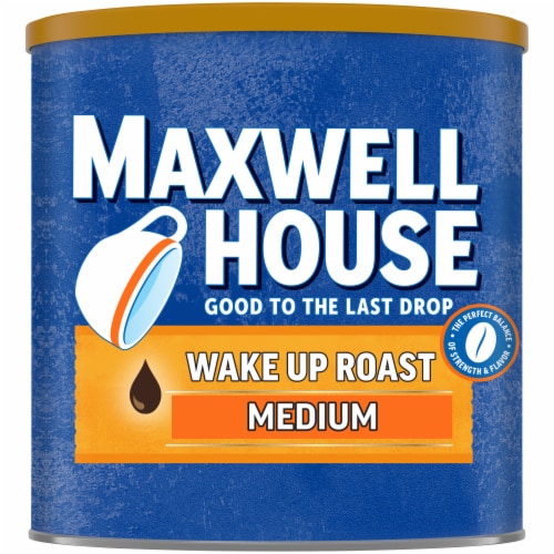Maxwell House Medium Roast Wake Up Roast Ground Coffee, Canister Perspective: front