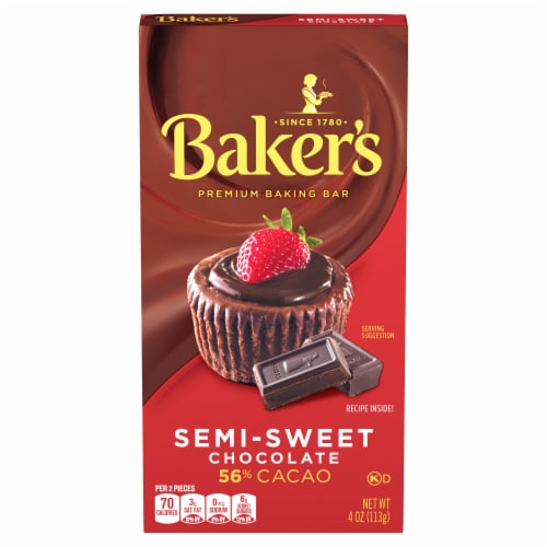 Baker's Semi-Sweet Chocolate Premium Baking Bar with 56% Cacao, Box Perspective: front