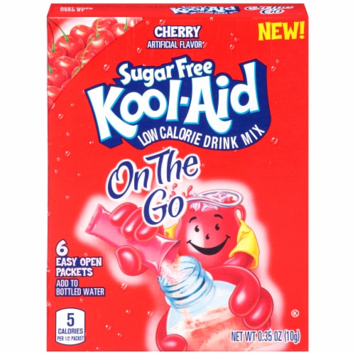Kool-Aid On-The-Go Sugar Free Cherry Drink Mix Packets Perspective: front