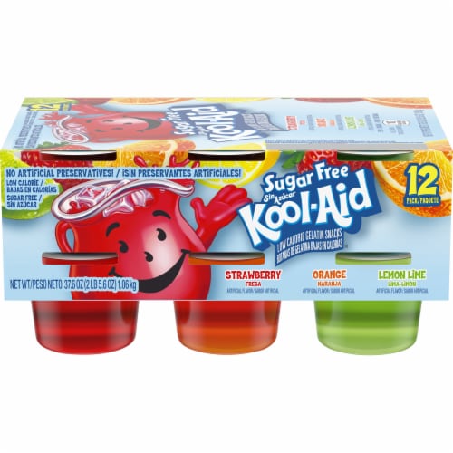 Kool Aid Sugar Free Gelatin Strawberry/Orange/Lemon Lime Snacks 12 Count 12 ct / 3 13 oz Pick