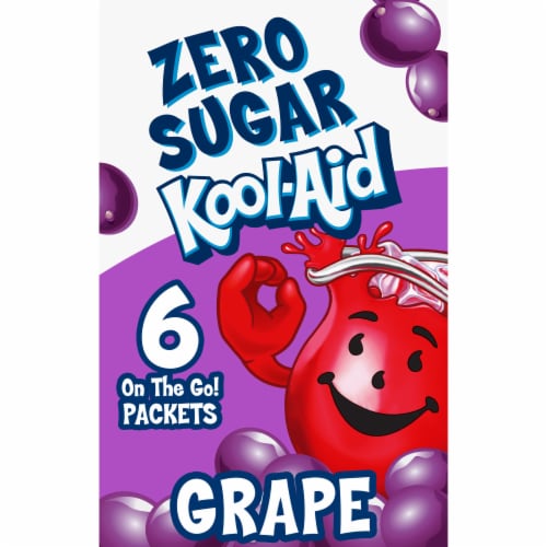 Kool Aid Zero Sugar Grape Purple Powdered Soft Drink Mix On the Go Packets Perspective: front