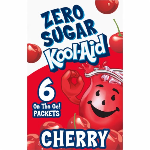 Kool Aid Zero Sugar Cherry Red Powdered Soft Drink Mix On the Go Packets Perspective: front