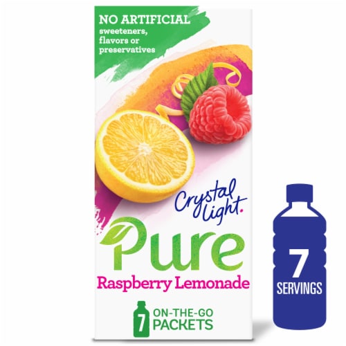 Crystal Light Pure Raspberry Lemonade Drink Mix Packets Perspective: front