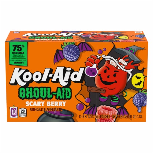 Kool Aid Ghoul-Aid Scary Berry Kids Drink 0% Juice Box Pouches Perspective: front