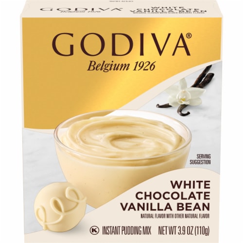 Godiva White Chocolate Vanilla Bean Instant Pudding Mix Perspective: front