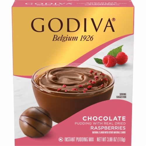 Godiva Chocolate Pudding with Real Dried Raspberries Instant Pudding Mix Perspective: front