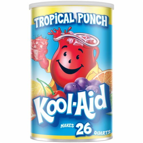 Kool-Aid Tropical Punch Drink Mix Canister Perspective: front