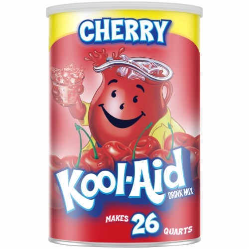 Kool Aid Sugar-Sweetened Cherry Red Powdered Soft Drink Mix Perspective: front