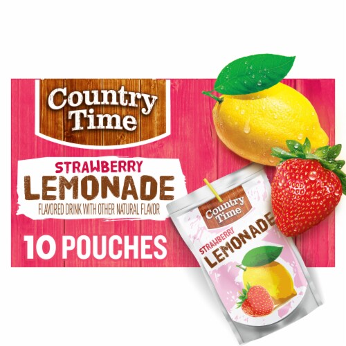 Country Time Strawberry Lemonade Flavored Drink Pouches Perspective: front