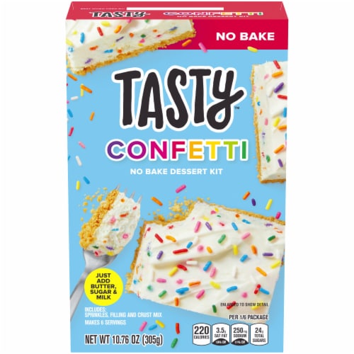 Tasty No Bake Confetti Dessert Kit with Sprinkles Filling & Crust Mix Perspective: front