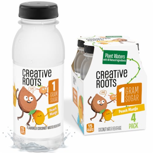 Creative Roots Peach Mango Coconut Water Kids Drink Perspective: front