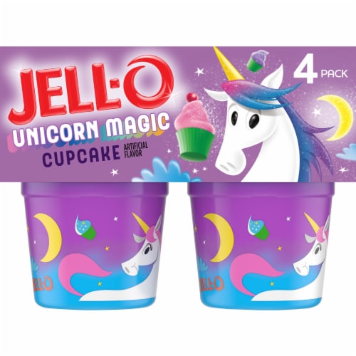 Jell-O Unicorn Magic Cupcake Pudding Cups Snack, 4 ct - Kroger