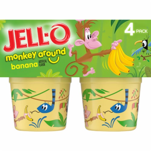 Jell-O Monkey Around Banana Pudding Cups Snack, 4 ct - Fry's Food Stores