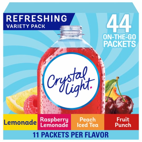 Crystal Light Caffeine On-the-Go Drink Mix Packets Variety Pack Perspective: front